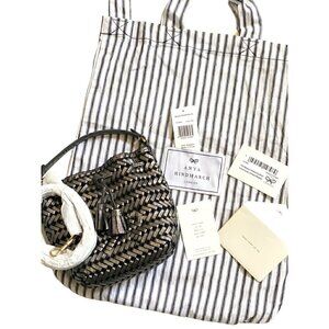 Anya Hindmarch Neeson Drawstring Micro Bag Leather Anthracite Bucket Crossbody